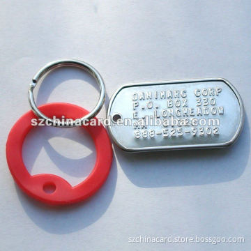 Metal embossing dog tag with metal ring